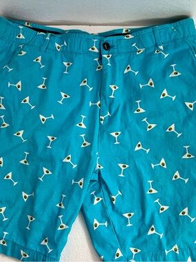 Plugg Flex Turquoise Martini-Print GOLF Sport shorts size 38